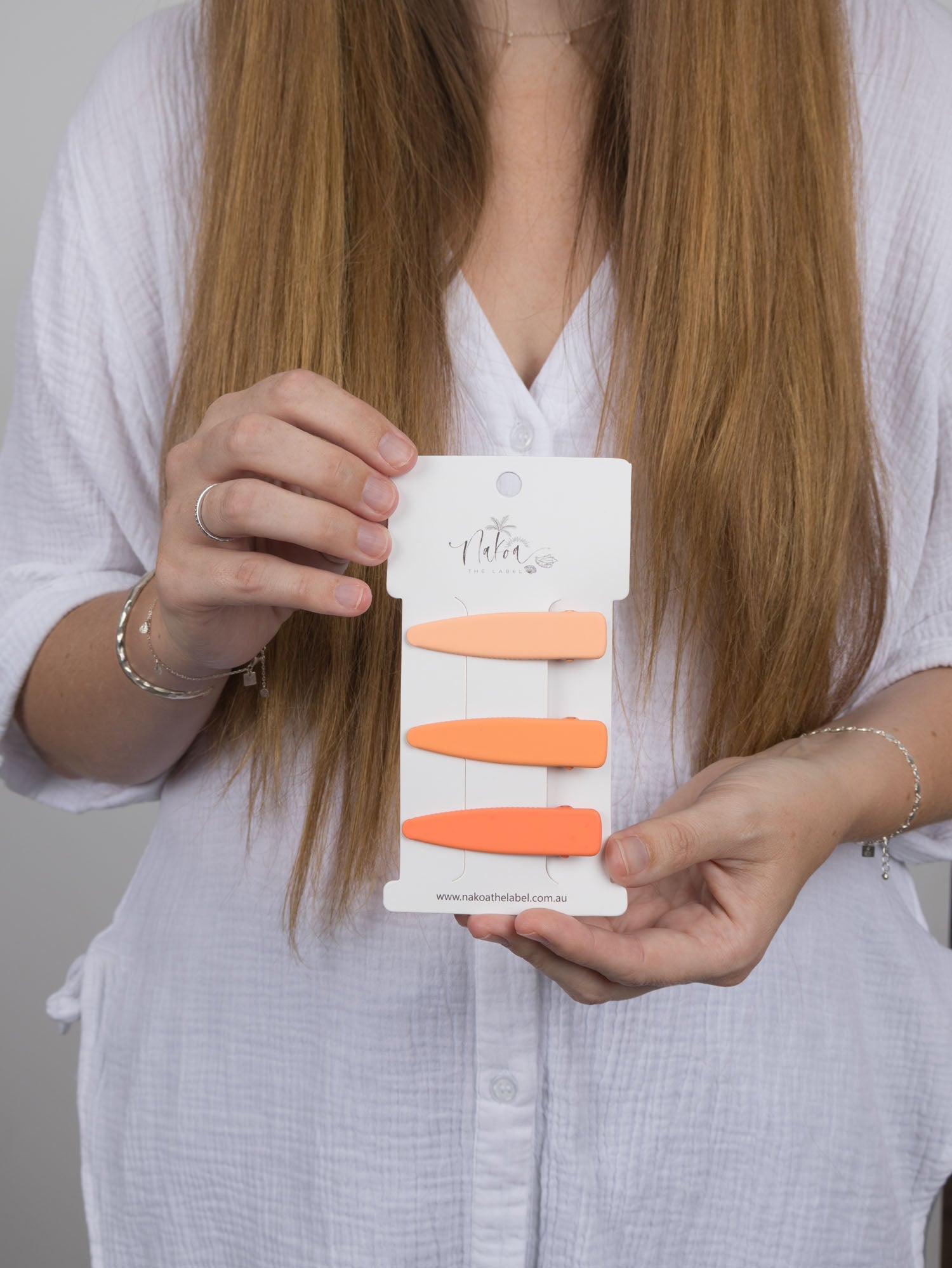 Hair Clip - Set of 3 - Solid - Ombré -- Orange