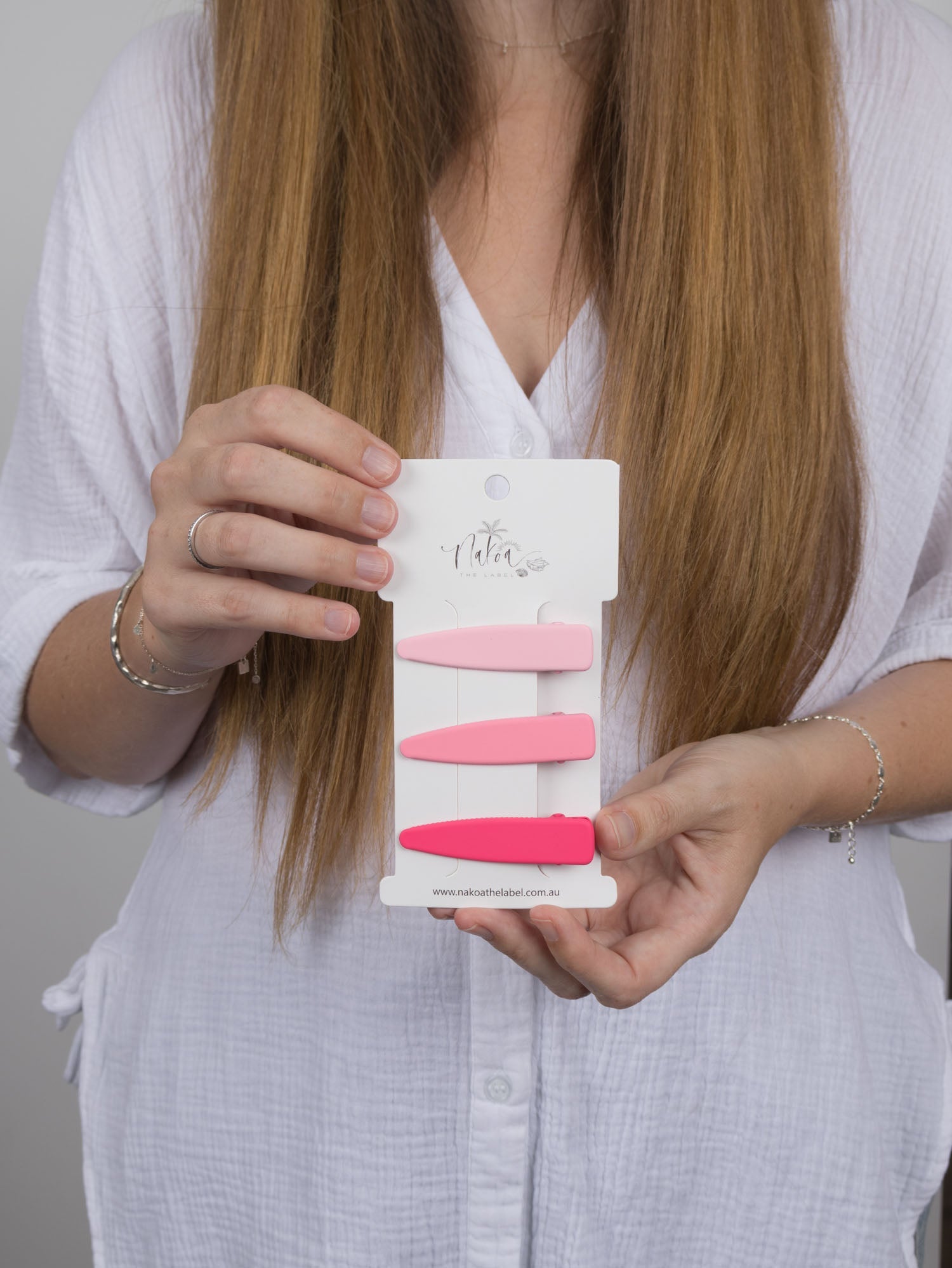 Hair Clip - Set of 3 - Solid - Ombré -- Pink