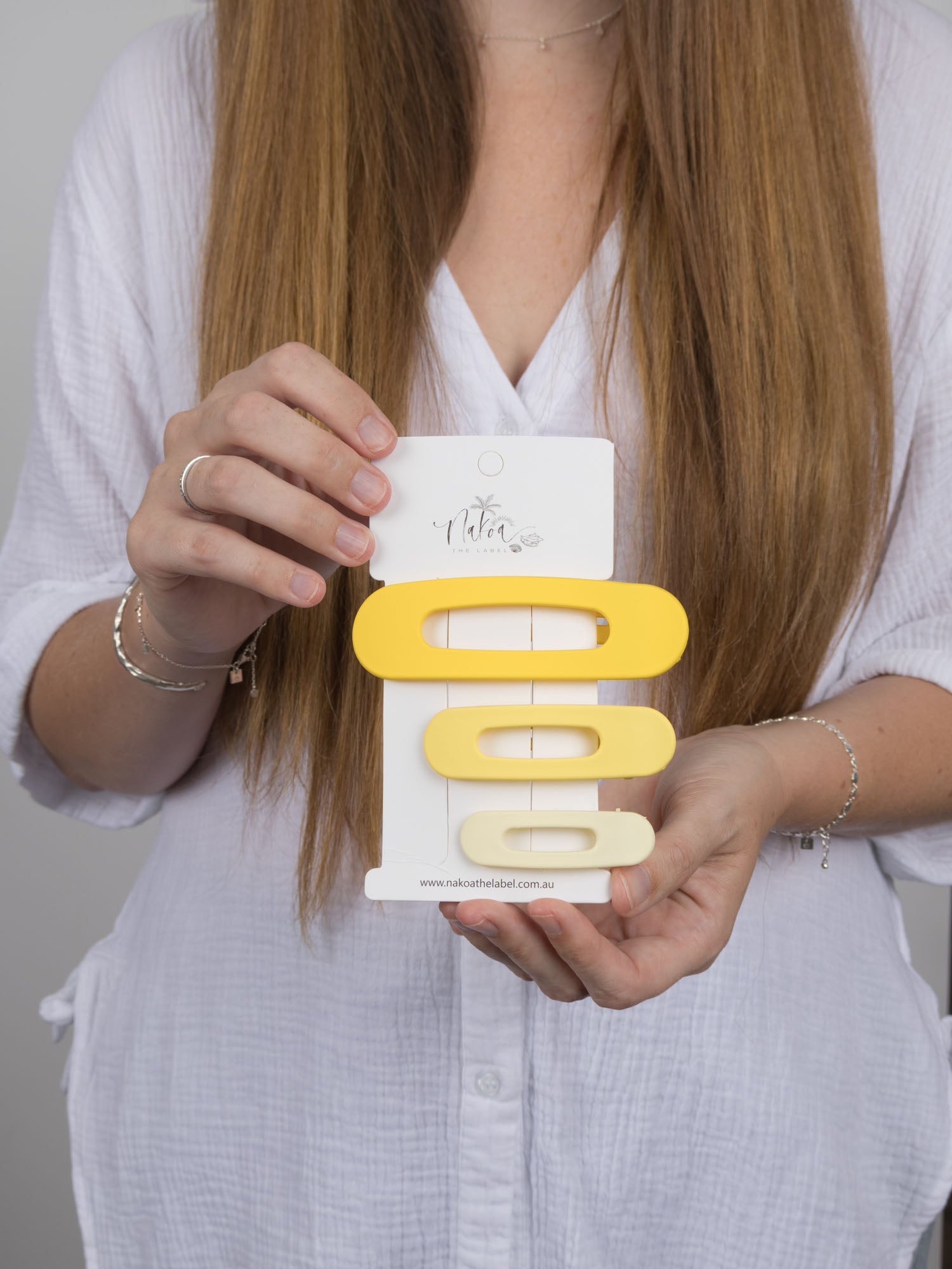 Oval Hair Clip - Set of 3 -- Yellow