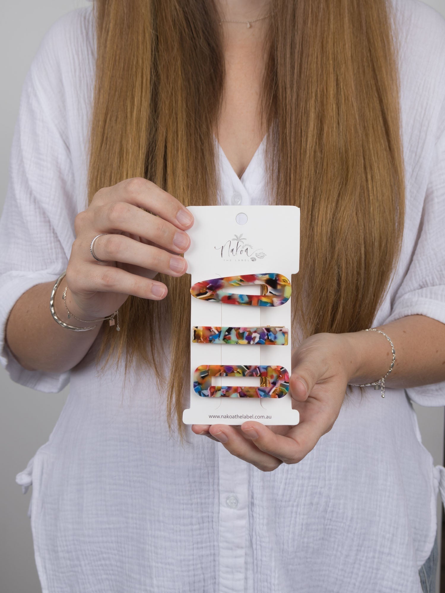 Hair Clip - Set of 3 - Acetate -- Licorice Allsorts