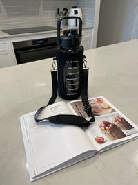Motivational Drink Bottle + Crossbody Bag - 2 Litre - Black