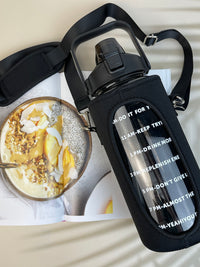 Motivational Drink Bottle + Crossbody Bag - 2 Litre - Black