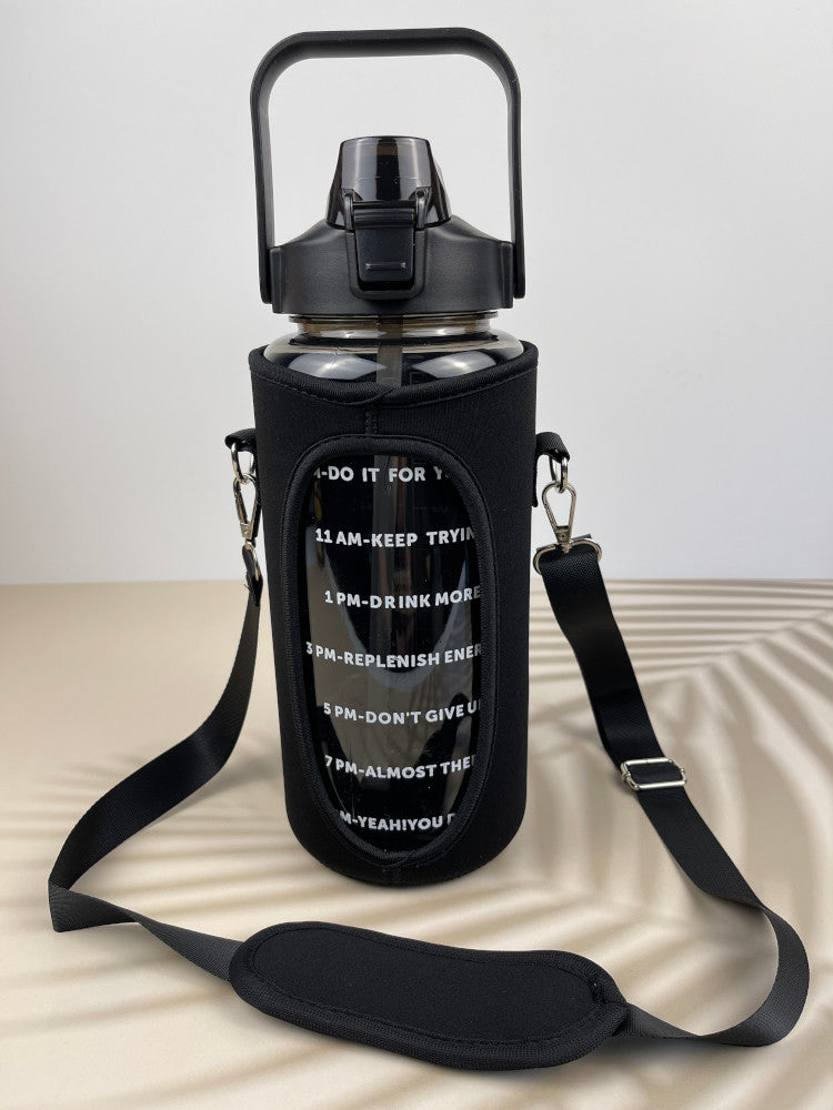 Motivational Drink Bottle + Crossbody Bag - 2 Litre - Black