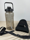 Motivational Drink Bottle + Crossbody Bag - 2 Litre - Black