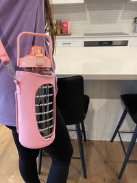Motivational Drink Bottle + Crossbody Bag - 2 Litre - Pink