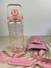 Motivational Drink Bottle + Crossbody Bag - 2 Litre - Pink