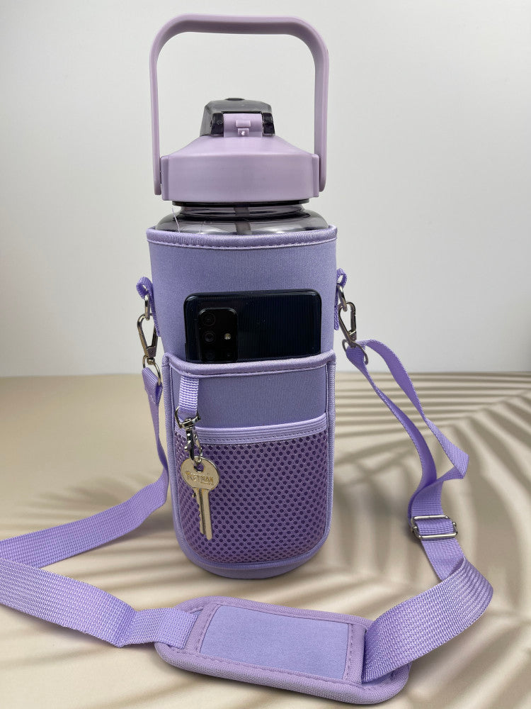 Motivational Drink Bottle + Crossbody Bag - 2 Litre - Purple