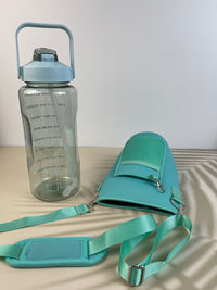 Motivational Drink Bottle + Crossbody Bag - 2 Litre - Mint