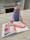 Motivational Drink Bottle + Crossbody Bag - 2 Litre - Pink Gradient