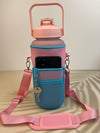 Motivational Drink Bottle + Crossbody Bag - 2 Litre - Pink Gradient