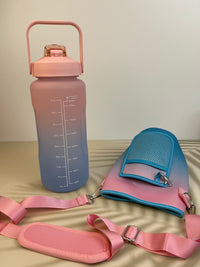 Motivational Drink Bottle + Crossbody Bag - 2 Litre - Pink Gradient