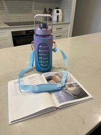 Motivational Drink Bottle + Crossbody Bag - 2 Litre - Purple Gradient