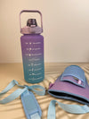 Motivational Drink Bottle + Crossbody Bag - 2 Litre - Purple Gradient