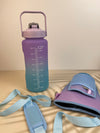 Motivational Drink Bottle + Crossbody Bag - 2 Litre - Purple Gradient