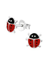 Silver Ladybug Stud Earrings - Epoxy