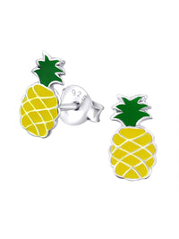 Silver Pineapple Stud Earrings - Epoxy