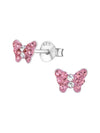 Silver Butterfly Stud Earrings - Rose