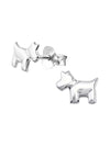Silver Dog Stud Earrings