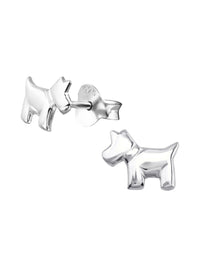 Silver Dog Stud Earrings