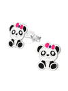 Silver Panda Stud Earrings - Epoxy