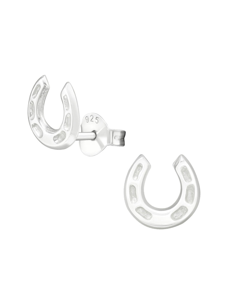 Silver Horseshoe Stud Earrings