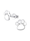 Silver Paw Print Stud Earrings