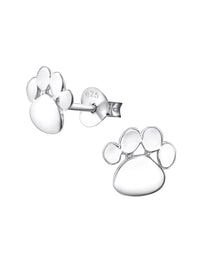 Silver Paw Print Stud Earrings