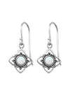 Silver Flower Earrings -  Opal - Fire Snow