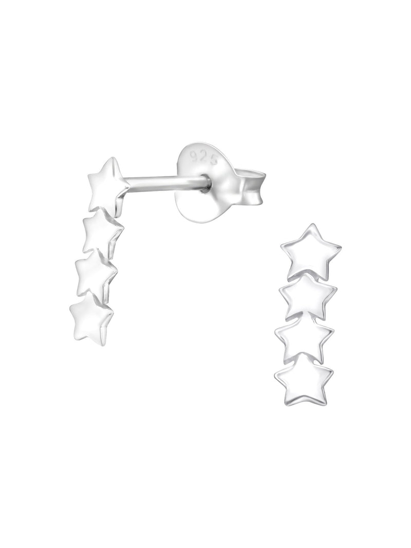 Silver Star Cluster Stud Earrings