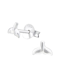 Silver Whales Tail Stud Earrings
