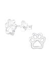 Silver Cut Out Paw Print Stud Earrings