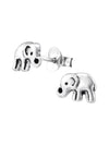 Silver Elephant Stud Earrings - Oxidized