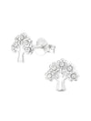 Silver Tree Stud Earrings - Crystal