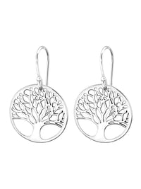 Silver Tree of Life Hook Earrings