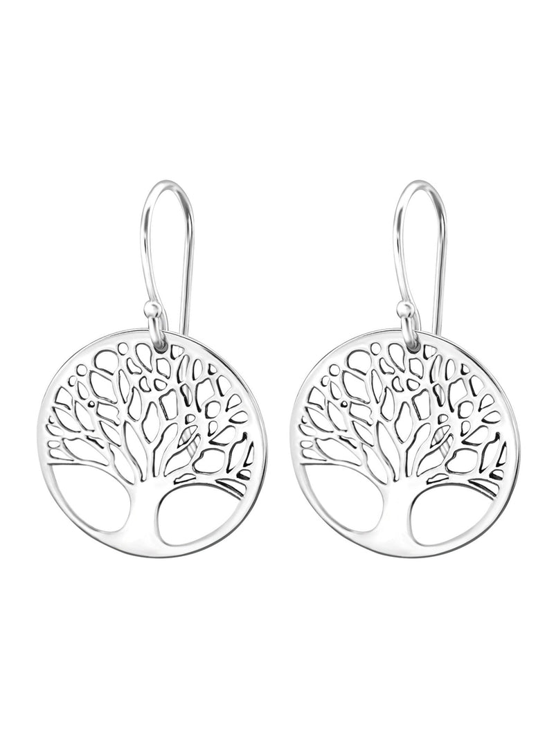 Silver Tree of Life Hook Earrings