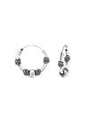 Silver Bali Hoop Earrings 12mm Oxidized