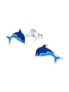 Silver Dolphin Stud Earrings - Epoxy