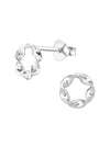 Silver Twist Circle Stud Earrings