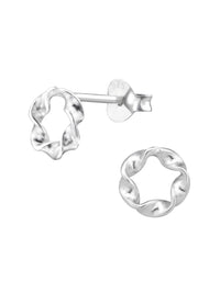 Silver Twist Circle Stud Earrings