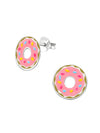 Silver Donut Stud Earrings - Epoxy