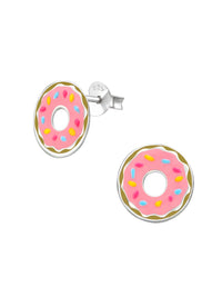 Silver Donut Stud Earrings - Epoxy