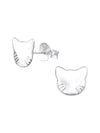 Silver Cat Stud Earrings