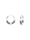 Silver Bali Hoop Earrings 12mm Oxidized