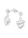Silver Hanging Horse Stud Earrings - Genuine European Crystals