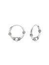 Silver Bali Hoop Earrings 12mm Oxidized - 33136