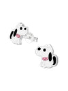 Silver Dog Stud Earrings - Crystal and Epoxy