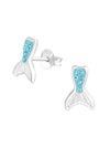 Silver Mermaid Tail Stud Earrings - Aqua Bohemica