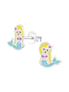 Silver Mermaid Stud Earrings - Epoxy