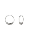 Silver Bali Hoop Earrings 14mm Oxidized