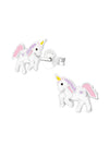 Silver Unicorn Stud Earrings - Epoxy